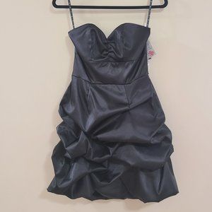 NWT FOXY JEANS COUTURE Sexy Mini Black Strapless Satin Formal Dress - Limited Ed